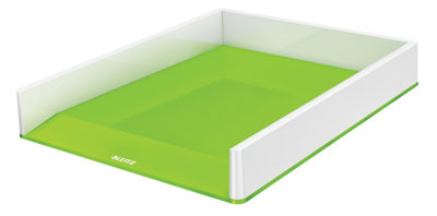 Leitz Wow White Green Plastic Home Office Desktop Storage Organiser Rectangular Stackable A4 Paper Document Magazine Letter Tray from B&Q