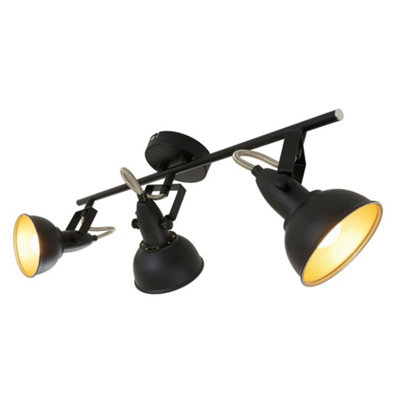 Briloner Ceiling Spot Light E14 Black Gold Adjustable 3 Way Ceiling Lamp from B&Q