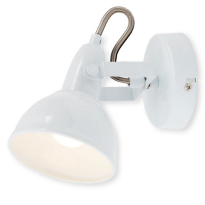 Briloner White Wall Light Spotlight Industrial Retro Lamp E14 Adjustable Metal Spot from B&Q