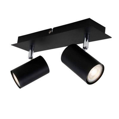 Briloner Gu10 Ceiling Light Black 2 Way Spotlight Lamp from B&Q