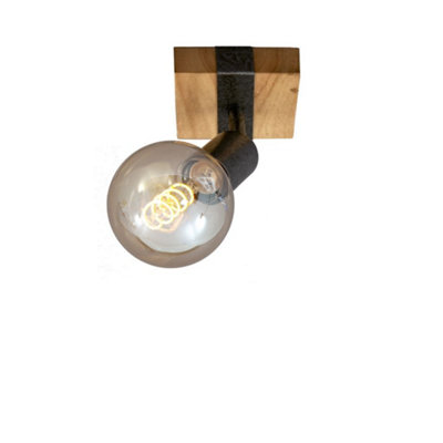 Briloner E27 Wall Light Wood Metal Adjustable Retro Industrial Spotlight Lamp from B&Q