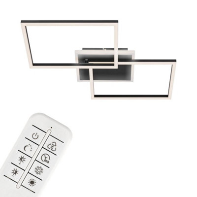 Briloner Black Rectangular Led Ceiling Light Remote Control Cct Dimmable 50 X 39 Cm from B&Q