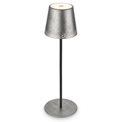 Briloner Battery Powered Silver Dimmable Rechargeable Table Lamp from B&Q
