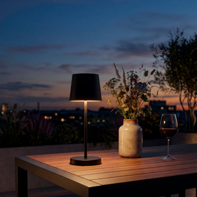 Briloner Battery Powered Black Dimmable Rechargeable Table Lamp from B&Q