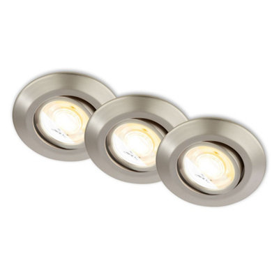 Briloner Nickel Matt Set Of 3 Led Recessed Lights Downlights 90mm Cct Tilt 4.9W from B&Q