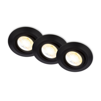 Briloner Black Set Of 3 Led Recessed Lights Downlights 90mm Dimmable Cct 4.9W Spotlights from B&Q