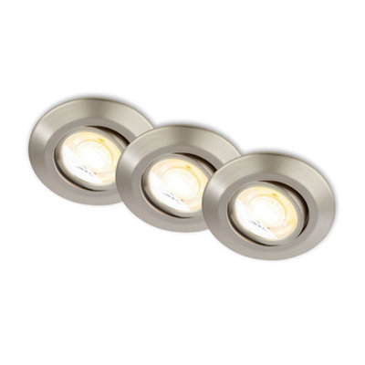 Briloner 3X Led Recessed Lights Downlights 4.9W Dimmable Cct Spotlights 90mm Nickel Metal from B&Q