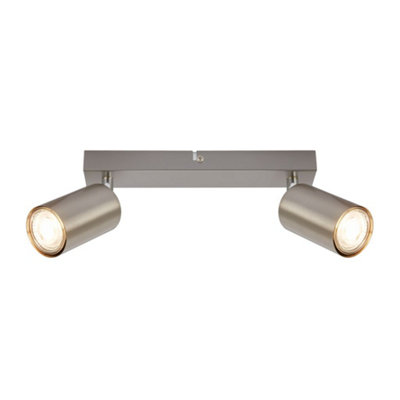 Briloner Gu10 Ceiling Light Matt Nickel Adjustable 2 Way Spotlight Lamp from B&Q