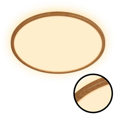 Briloner Ceiling Light Led 22W 3000Lm Round Ultra Slim Wood Look Panel 420mm Warm White from B&Q