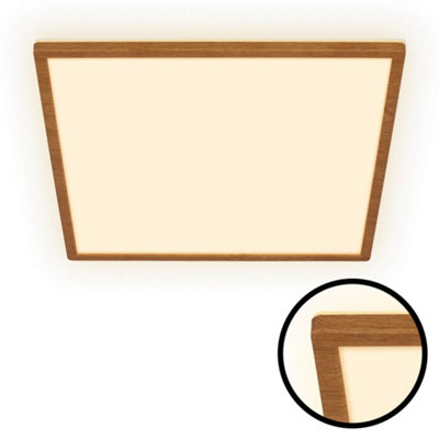 Briloner Ceiling Light Led 22W 3000Lm Square Ultra Slim Wood Look Panel 420mm Warm White from B&Q
