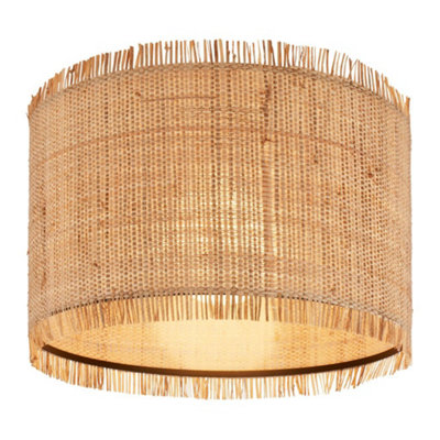 Briloner Bulb Socket E27 Black Natural Straw Shade Ceiling Lamp (Dia)40Cm from B&Q