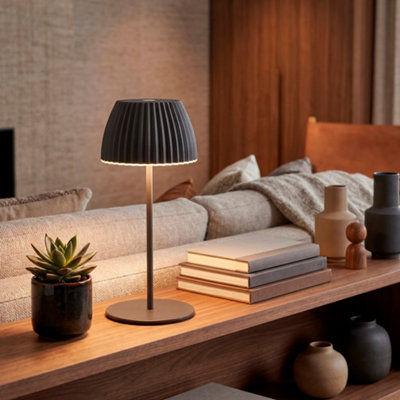 Briloner Battery Powered Anthracite Dimmable Rechargeable Table Lamp