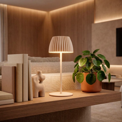 Briloner Battery Powered Beige Dimmable Rechargeable Table Lamp from B&Q