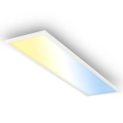Briloner White Led Panel Bathroom Ceiling Light 100Cm Dimmable Remote Control Cct Ip44 from B&Q