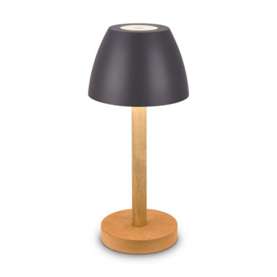 Briloner Led Table Lamp Rechargeable Light Dimmable Cordless Touch Ip44 Warm White Wood Anthracite from B&Q