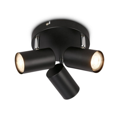 Briloner Black Metal 3-Way Ceiling Light Spotlight Adjustable Gu10 Spots Hallway 16Cm from B&Q