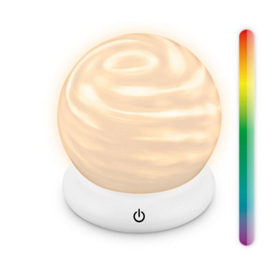 Briloner White Sphere Led Desk Light Table Bedside Lamp Rechargeable Cordless Rgb Ambient from B&Q