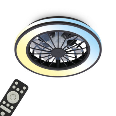 Briloner Cct Mains-Powered Led Black Remote Control Dimmable Ceiling Fan With Light (Dia)38Cm from B&Q