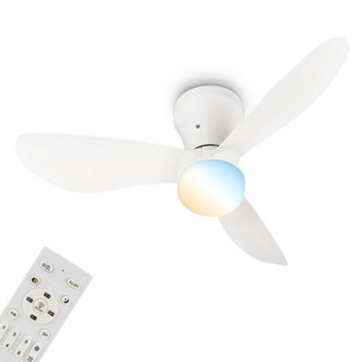 B&Q -  Mains-Powered Led White Cct Remote Control Ceiling Fan Light (Dia)78Cm