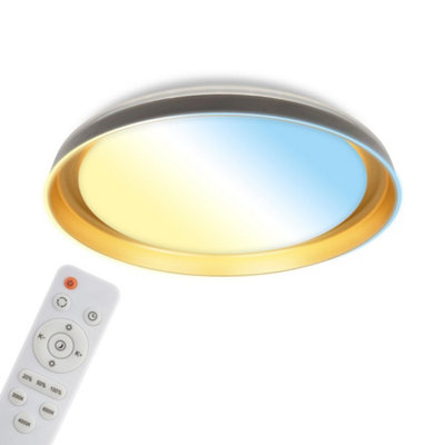 B&Q -  Cct Mains-Powered Led Black Gold Remote Control Ceiling Light (Dia)43Cm