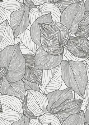 Erismann Contemporary Banana Leaf Wallpaper With Mica Accents In Mono from B&Q
