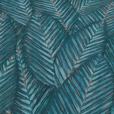 Martinique Leaf Textured Vinyl Wallpaper Blue Erismann 10391-19 from B&Q
