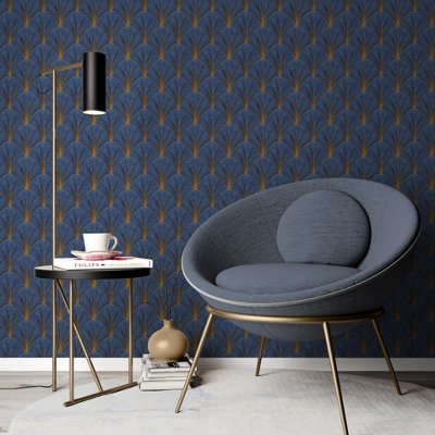 Elle By Erismann Luxury Avantgarde Vinyl Wallpaper In Blue
