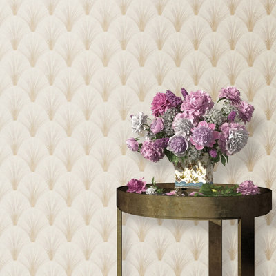 Elle By Erismann Luxury Avantgarde Vinyl Wallpaper In  Natural And Gold