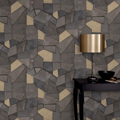 Elle By Erismann Mosaique Textured Vinyl Wallpaper
