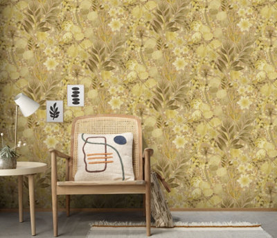 Erismann Wallpaper Secret Grove Ochre