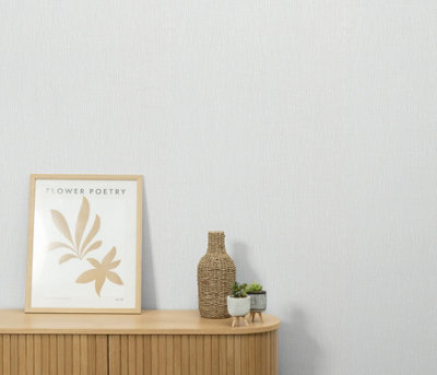 B&Q -  Linen Drift Blown Vinyl In White