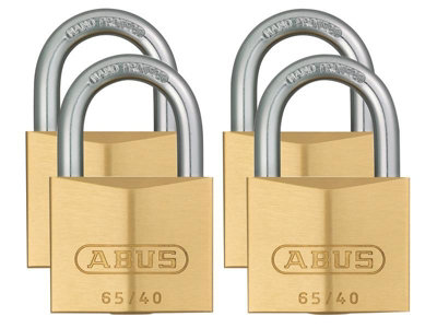 B&Q -  Mechanical 65/40mm Brass Padlock Quad Pack