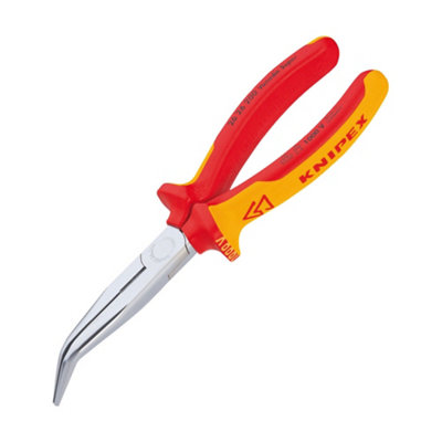 Knipex Vde Bent Snipe Nose Side Cutting Pliers Stork Beak 200mm 26 26 200 from B&Q