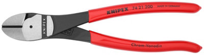 Knipex 74 21 200 200 mm High Leverage Diagonal Cutter Plastic Coated Black Atramentized from B&Q