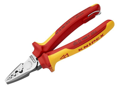 Knipex 97 78 180 T Vde Crimping Pliers With Tether Point 180Mm Kpx9778180t