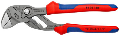 Knipex 86 02 180 Pliers Wrench Pliers And A Wrench In A Single Tool With Multi-Component Handles Grey Atramentized 180 mm from B&Q