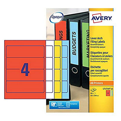 Avery Assorted Colour 200 x 60 mm Self Adhesive Laser & Inkjet Lever Arch Filing - Image 6