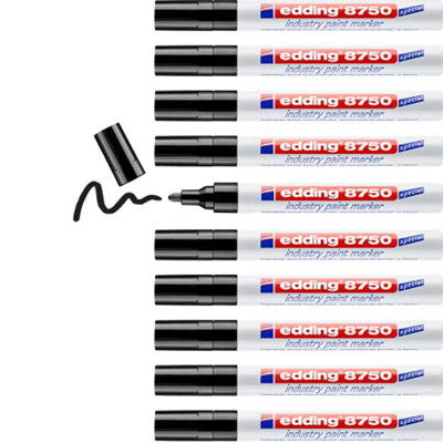 Edding 8750 Industry Paint MarkerBlack10 PensRound Nib 2-4 mmPaint Marker For Writing On DustySlightly Oily from B&Q