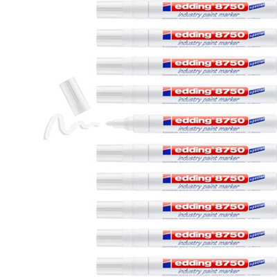 Edding 8750 Industry Paint MarkerWhite10 PensRound Nib 2-4 mmPaint Marker For Writing On DustySlightly Oily from B&Q