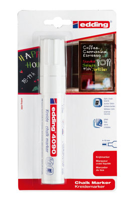 Edding 4090 Chalk Marker - 1 Chalk Pen - Chisel Nib 4-15 Mm White