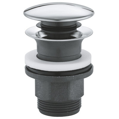 B&Q -  Chrome Metal 45mm Click Clack Slotted Waste & Plug (Dia)63mm