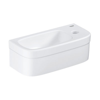 Grohe Euro Gloss Alpine White Rectangular Wall-Mounted Micro Basin (W)37Cm from B&Q