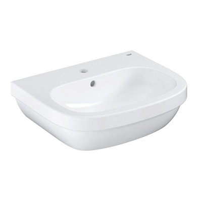 Grohe Euro Gloss Alpine White Round Wall-Mounted Cloakroom Basin (W)55Cm from B&Q
