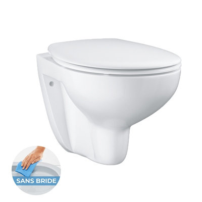 Grohe Bau Ceramic Wall Hung Wc SetAlpine White (39351000) from B&Q