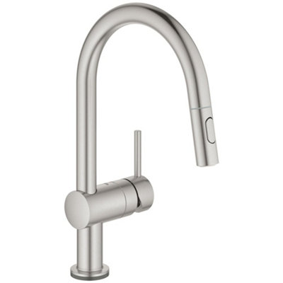 Grohe Minta Touch Supersteel Pull-Out Kitchen Mixer Tap 31358Dc2Touch-ActivatedDual Spray from B&Q