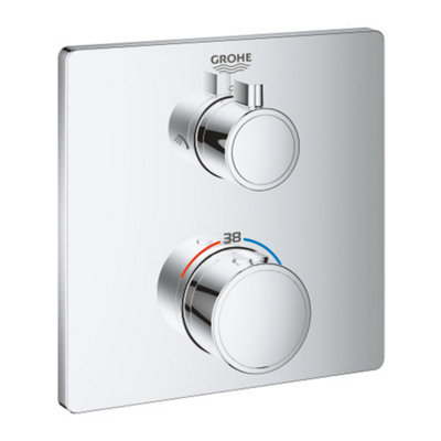 Grohe Grohtherm Thermostatic Shower Mixer For 2 Outlets With Integrated Shut Off/diverter Valve (24079000) from B&Q