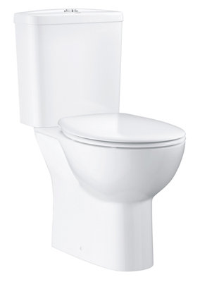 B&Q -  Bau White Rimless Slim Close-Coupled Toilet With Soft Close Seat