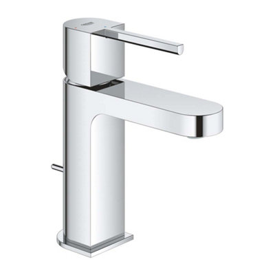 Reina Grohe Plus Modern Bathroom Small Deck Mounted Single Lever Handle Mono Basin Mixer Metal Chrome Finish With Temperature Limiter from B&Q