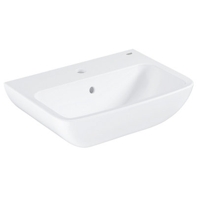 Grohe Start Edge Gloss Alpine White D-Shaped Wall-Mounted Vanity Basin (W)55Cm from B&Q