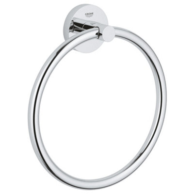 B&Q -  Start Polished Chrome Effect Metal Wall-Mounted Towel Ring (W)18Cm